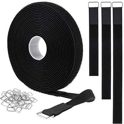 1"x16ft Hook and Loop Straps with 25 Metal Buckles (16 Foot)