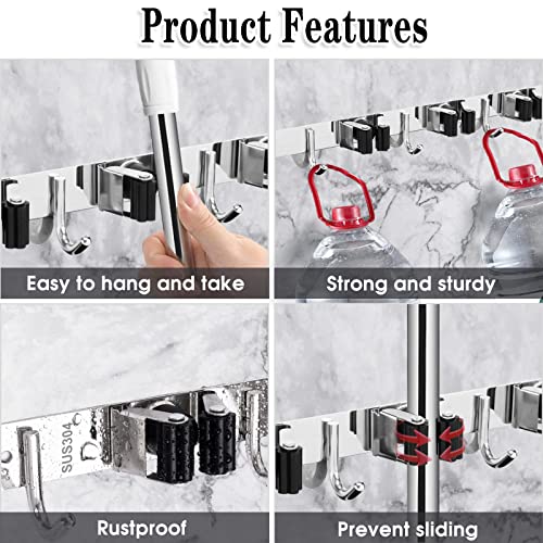 2 Pack Broom Holder Wall Mount (2 Count)