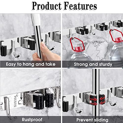 2 Pack Broom Holder Wall Mount (2 Count)