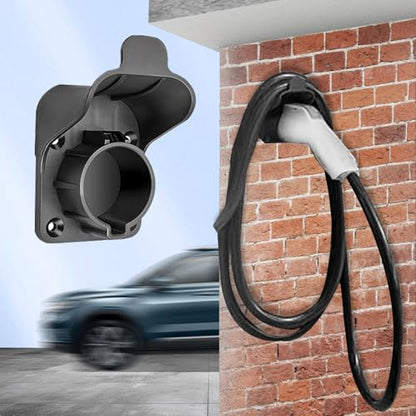 Wall Mount EV Charger Holder for SAE J1772｜Universal Charging Cable Organizer Holster｜Weatherproof Electric Car Plug Dock｜Space Saving Indoor