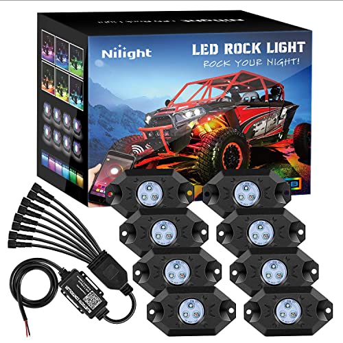 RGB LED Rock Lights Kit 8PCS Underglow Pod Lights (8 Count)