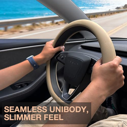 Nappa Leather Steering Wheel Cover for Tesla Model Y