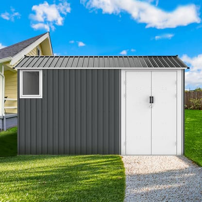 8x12 Ft Outdoor Storage Shed with Floor Frame and Window