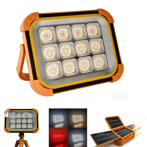 Portable LED Work Solar Light 100W 24000mAh 20000 LM with Stepless Brightness Job Site Battery Rechargeable LED Floor Light for Emergency Worklight for Hurricane