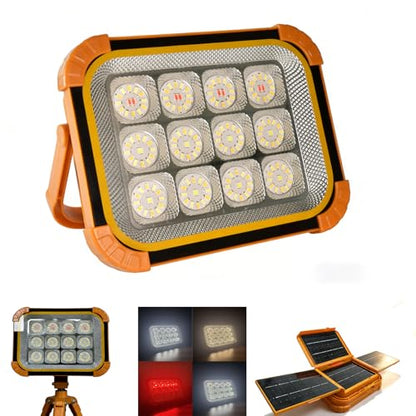 Portable LED Work Solar Light 100W 24000mAh 20000 LM with Stepless Brightness Job Site Battery Rechargeable LED Floor Light for Emergency Worklight for Hurricane