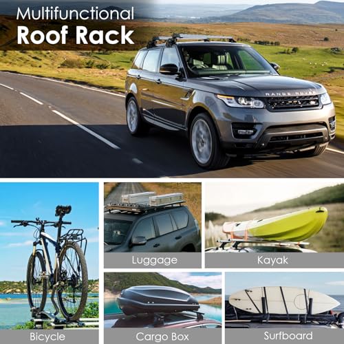 Universal Roof Rack Cross Bars Adjustable 48" Aluminum Alloy Car Roof Rack Cross Bars 165 lbs Capacity Roof Rails Crossbars for Cargo Basket Carrier Kayak Bike Canoe Snowboard