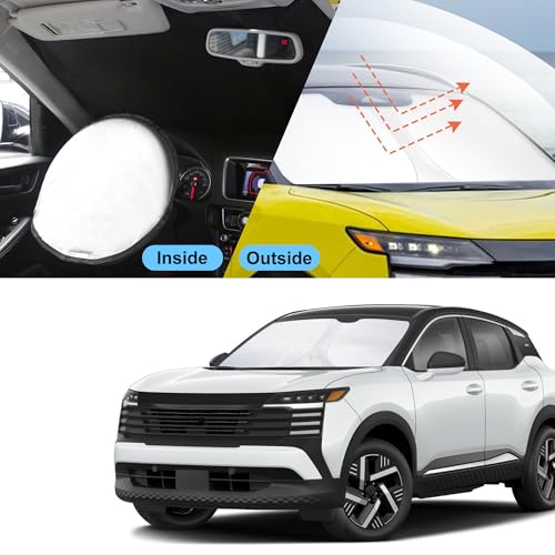 Sun Shade for Nissan Kicks 2025 2026 Accessories Windshield Sun Shade Window Shade UV Rays Protection Sun Visor Cover with Steering Wheel Sunshade Storage Bag