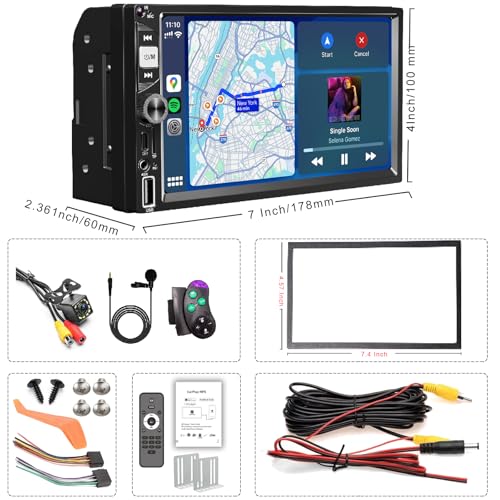 7 Inch Double Din Car Stereo Wireless Apple CarPlay Android Auto Radio