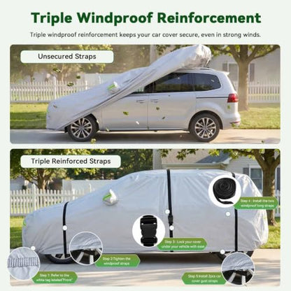 6 Layers Premium MPV Car Cover Waterproof All Weather Weatherproof UV Sun Protection Snow Dust Storm Resistant Outdoor Exterior Custom Form