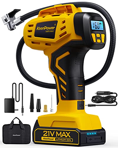 Tire Inflator Portable Air Compressor 21V Battery Powered 160PSI