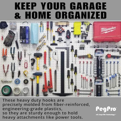 PegPro® J Hooks Kit for Standard “Wood Fiber” pegboard (24 Count)