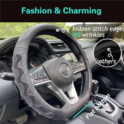 D Shaped Steering Wheel Cover Great Grip 14.5