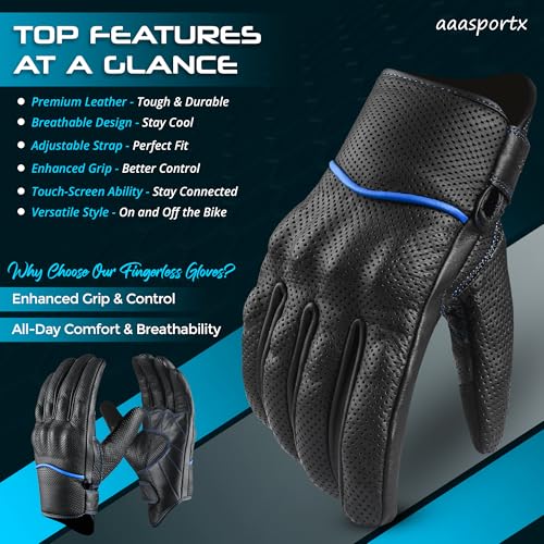 Motorcycle Gloves Men's Leather Motorbike Gloves Touchscreen Function