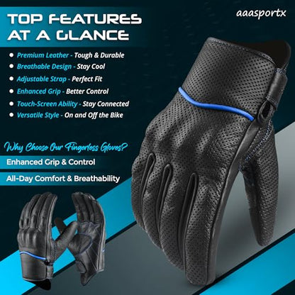 Motorcycle Gloves Men's Leather Motorbike Gloves Touchscreen Function
