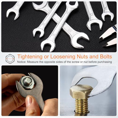 2pcs Double Open End Wrench 9mm x 11mm Metric 15 Degree Offset Angle Small Flat Head Wrench Galvanizing Open Ended Spanner for Automotive Repair Furniture Assembly (2 Count)