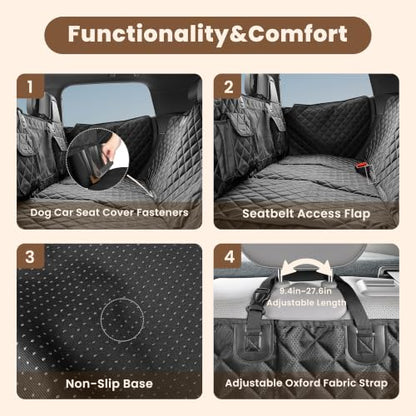Hard Bottom Dog Car Seat Cover for Back Seat with Door Protector