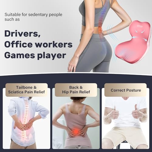 Seat Cushion and Lumbar Support Pillow One Piece for Car Office Chair