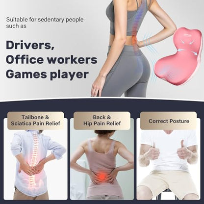 Car Seat Cushion and Lumbar Support Pillow One Piece