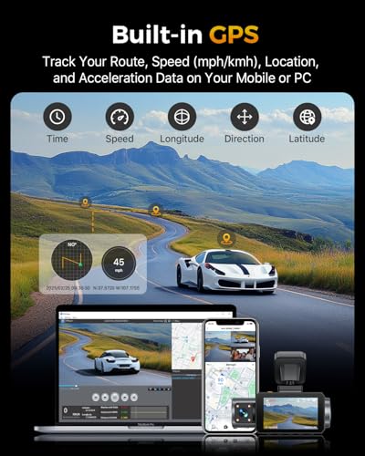 4K 3 Channel Dash Cam Front and Rear Inside