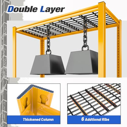 40" W Yellow Garage Shelving with Double