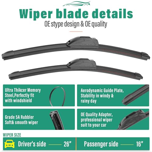 Windshield Wiper Blades Replacement for Hyundai Kona 2018