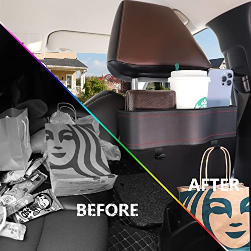 Backseat Car Organizer with Cup Holder &Headrest Hooks (2 Count)