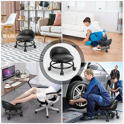 Rolling Stool with Backrest Low Height Rolling Stools