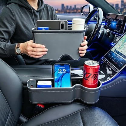 7 Color Led Car Seat Gap Organizer with 56W Cigarette Lighter Adapter