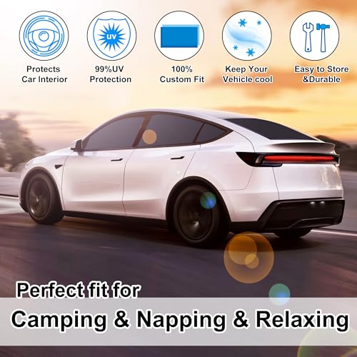 Window Shades for Tesla Model Y Juniper 2025 2026 Accessories Car Side Full Windows Rear Triangular Windshield Sun Shade Sun UV Rays & Privacy Protection for Camping (8 Count)