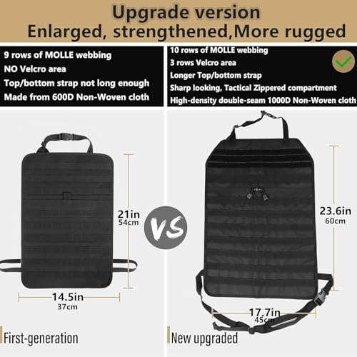 Universal Tactical Car Seat Back Organizer Bag Tactical Molle Vehicle Organizers Panel Vehicle Protector Organizers with 5 Detachable Pouches for Car