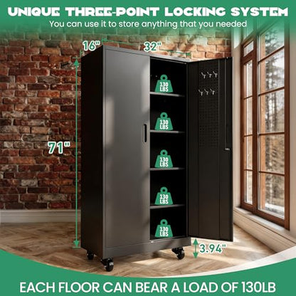 Rolling Tool Cabinet with Pegboard