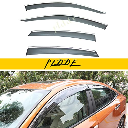 Chrome Trim Rain Guards Window Visors for 2016 (4 Count)