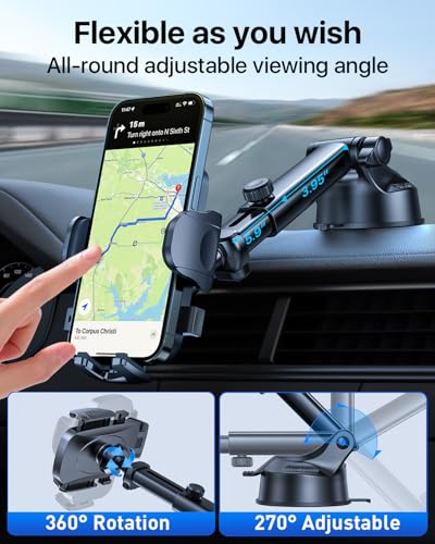 Car Phone Holder【2026 Upgraded 100+LBS Suction & Safety Cert】 Cell Phone Car Mount for Truck Heavy Duty Phone Holder for Dashboard