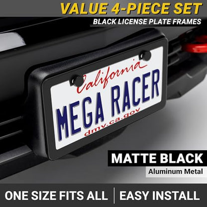 Premium Slim Matte Black License Plate Frames