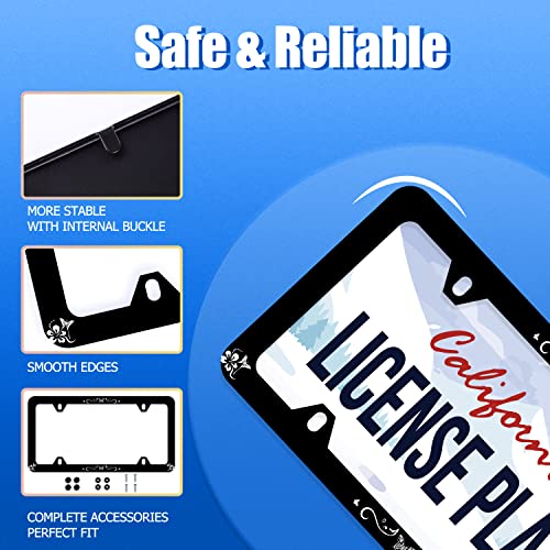 Butterfly Hibiscus License Plate Frame Stainless Steel Accessory 12.3x6.3In