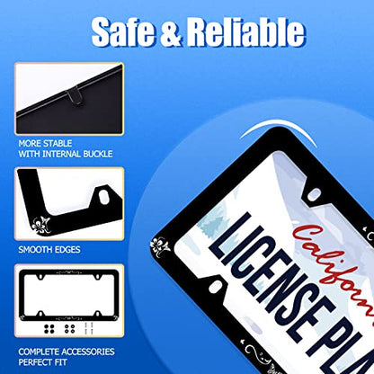Butterfly Hibiscus License Plate Frame Stainless Steel Accessory 12.3x6.3In