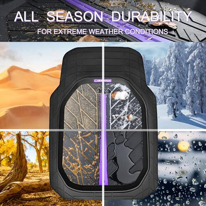 Tire Tread DeepDish Rubber Floor Mats for car Heavy Duty car mats All Weather (3 Count)