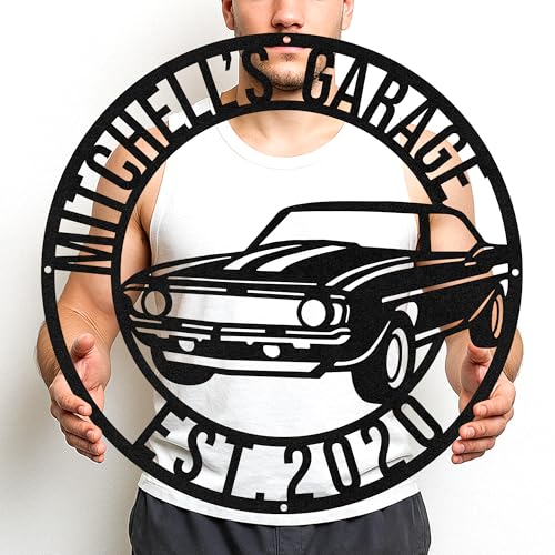 Custom Garage Workshop Metal Sign Personalized Tool Name Wall Art for Car Truck Mechanic Shop Decor Durable Steel Sign for Dad Husband Men’s Auto Workspace or Fence