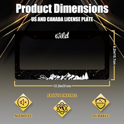 Stainless Steel Mountain Waves Forest Starry Sky License Plate Frame
