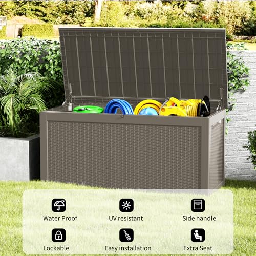 320 Gallon Outdoor Storage Box Patio Deck Box Waterproof