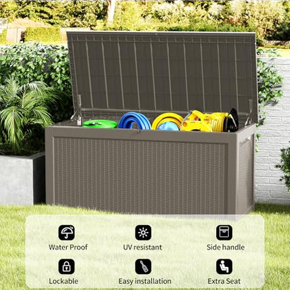 320 Gallon Outdoor Storage Box Patio Deck Box Waterproof
