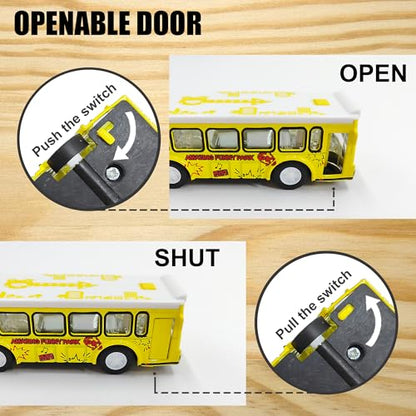 Double Decker Bus Open Door Die Cast Metal Toy Cars Pull Back 5 Pack (5 Count)