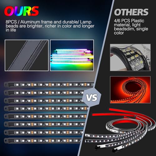 8PCS Car Underglow Light Bar Kit