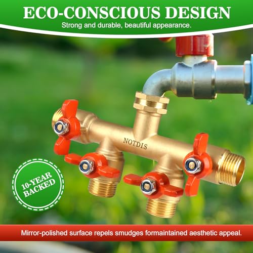 4 Way Brass Hose Splitter Full Flow with Metal Handle