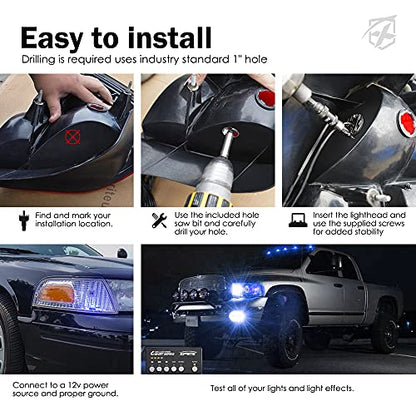Blue LED Hideaway Strobe Lights Kit (4 Count)