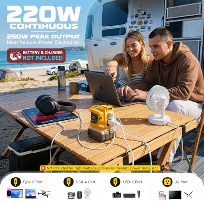 220W Power Inverter Compatible with DeWALT 20V Battery (2 Count)