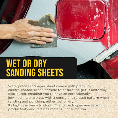 Premium 7000 Grit Wet or Dry Sandpaper Sheets (25 Count)