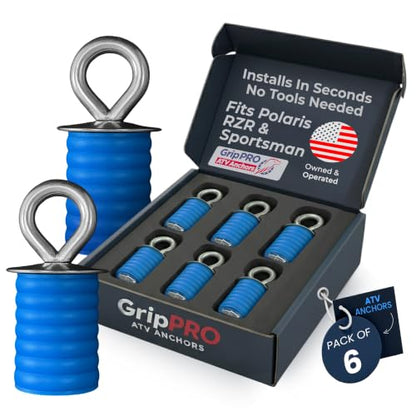 GripPRO ATV Lock & Ride Tie Down Anchors for Polaris RZR (6 Count)