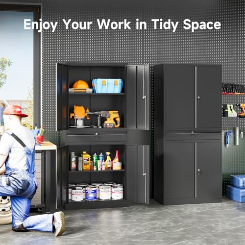 Metal Garage Storage Cabinet with Drawer and Lock