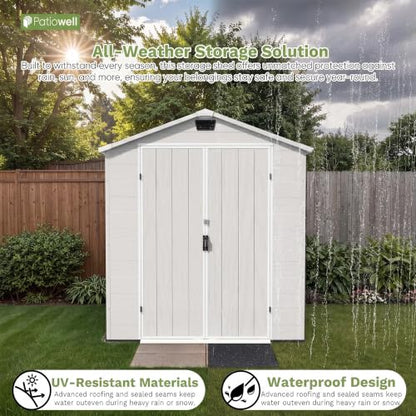 6X4 FT Plastic Outdoor Storage Shed with Floor